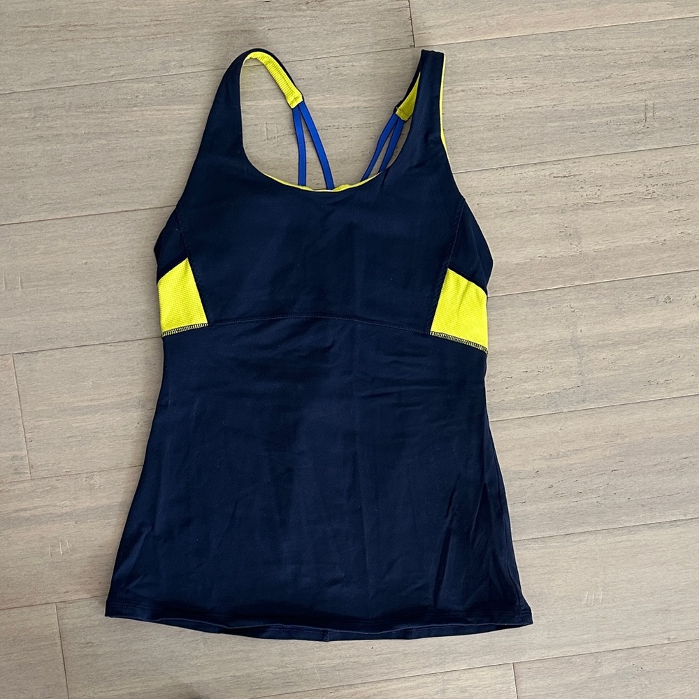 Athleta Navy and Yellow Tank Top